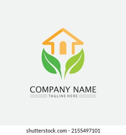 LEAF AND NATURE TREE LOGO FOR BUSINESS VECTOR GREEN PLANT ECOLOGY DESIGN ICON