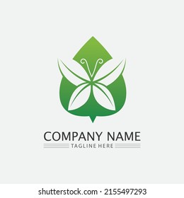 LOGOTIPO DE ÁRBOL NATURAL Y DE HOJA PARA EL ICONO DE DISEÑO ECOLÓGICO DE LA PLANTA VERDE DEL VECTOR DE NEGOCIOS