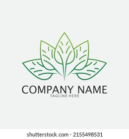 LEAF AND NATURE TREE LOGO FOR BUSINESS VECTOR GREEN PLANT ECOLOGY DESIGN ICON