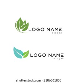 LEAF AND NATURE TREE LOGO FOR BUSINESS VECTOR GREEN PLANT ECOLOGY DESIGN ICON