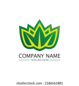 LEAF AND NATURE TREE LOGO FOR BUSINESS VECTOR GREEN PLANT ECOLOGY DESIGN ICON