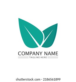 LOGOTIPO DE ÁRBOL NATURAL Y DE HOJA PARA EL ICONO DE DISEÑO ECOLÓGICO DE LA PLANTA VERDE DEL VECTOR DE NEGOCIOS