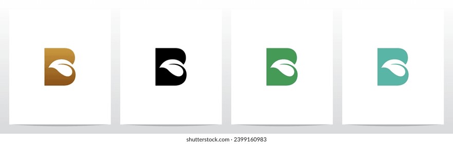 Leaf Negative Space On Letter Logo Design B