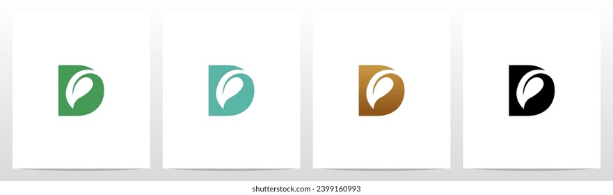 Leaf Negative Space On Letter Logo Design D
