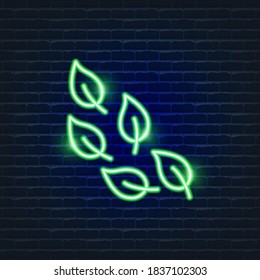 Leaf neon Icon. Ecology Vector trendy colored symbols. Eco concept. Glowing illustration for design.