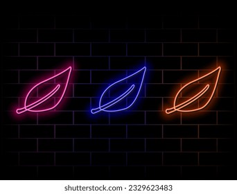 Leaf neon icon. Ecology vector trendy colorful symbols. Ecological concept. Bright illustration for design.