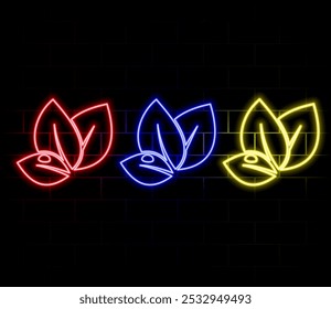 Leaf neon Icon. Ecology Vector trendy colored symbols. Eco concept. Glowing illustration for design