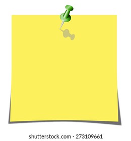 Leaf notes yellow and red pin. Vector.