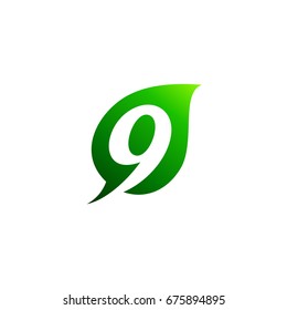 Leaf Number Nine Logo Template
