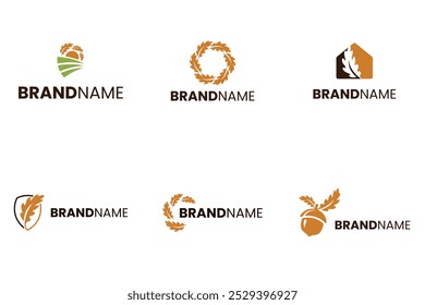 leaf Oak shield logo, abstract oak, home oak, acorn logo, farm leaf oak logo