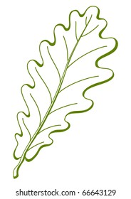 Leaf of oak tree, nature symbol, monochrome vector, isolated pictogram