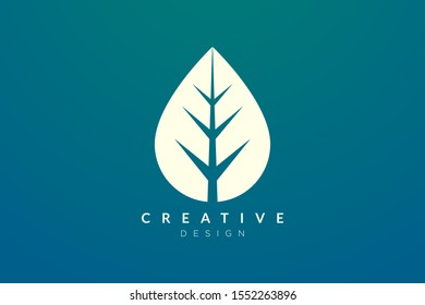 Leaf object design with geometric shape. Minimalist and simple vector in gold