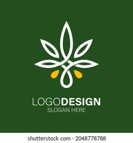 Blatt und Öl für das Design des CBD-Öls