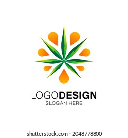 leaf and oil for CBD oil logo design