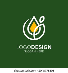 leaf and oil for CBD oil logo design