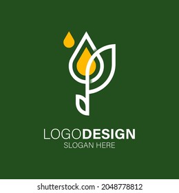 hoja y aceite para el diseño del logotipo del aceite del CBD