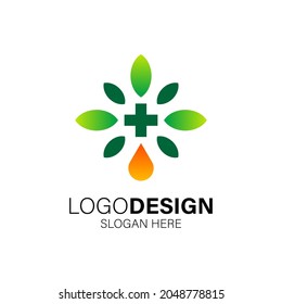 leaf and oil for CBD oil logo design