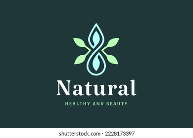 logotipo de caída de aceite de hoja con forma moderna y elegante
