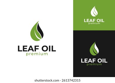 Leaf oil logo design symbol vector illustration