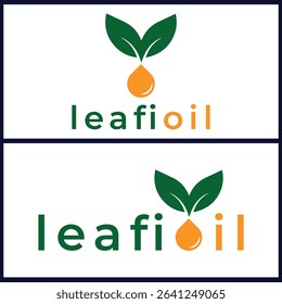 Leaf Oil Logo – Natural Oil Drop with Leaf Symbol Vector Design, Eco-Friendly Oil Brand Logo