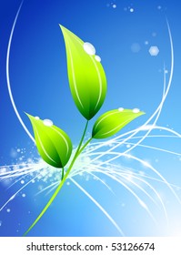 Leaf on Abstract Modern Light Background Original Illustration