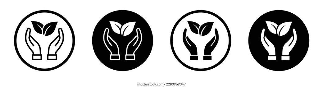 Leaf on hand icon. Ecology icon. Organic icon, vector illustration