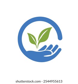 Blatt auf der Hand Symbol auf weißem Hintergrund
