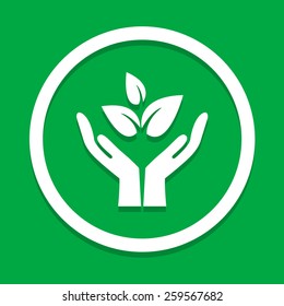 Leaf on Hand icons set great for any use. Vector EPS10.