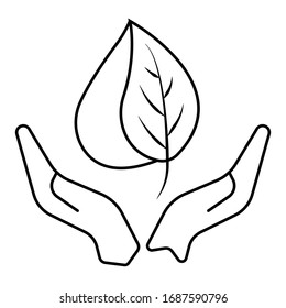 Blatt auf dem Händesymbol