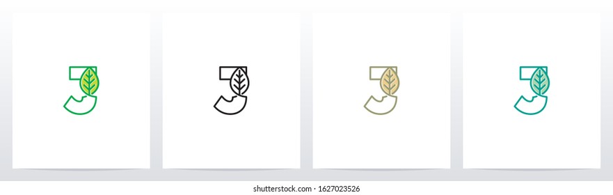 Leaf On Letter Logo Design J