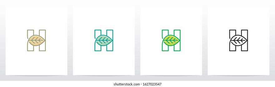 Leaf On Letter Logo Design H