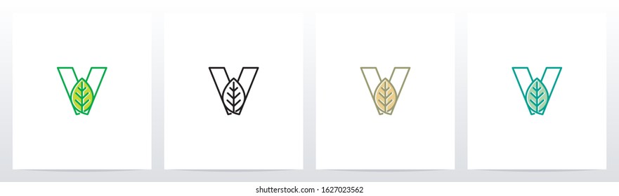 Leaf On Letter Logo Design V