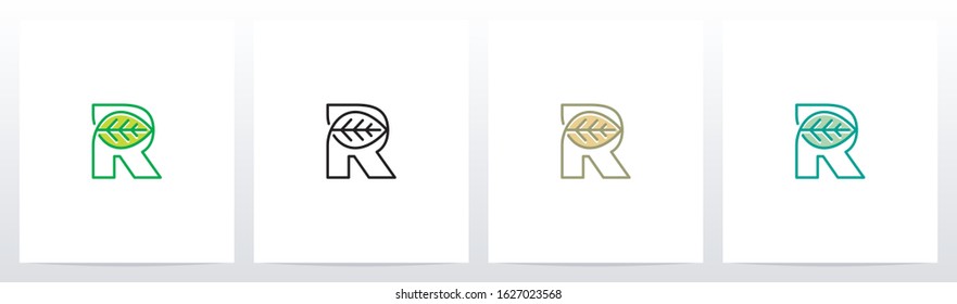 Leaf On Letter Logo Design R