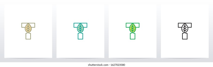 Leaf On Letter Logo Design T