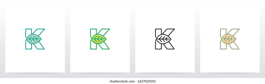 Leaf On Letter Logo Design K