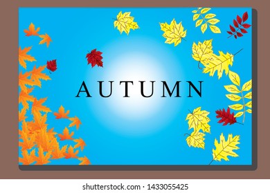 leaf on sky , autumn background,vector  illustration