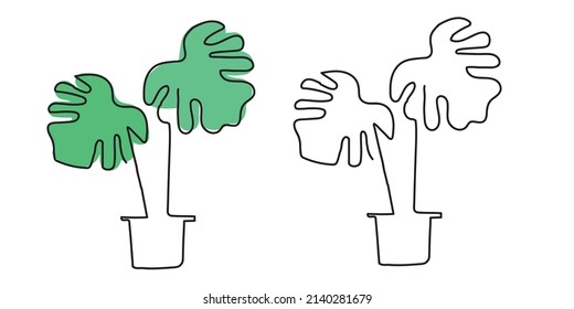 leaf One continuous single line on white background.