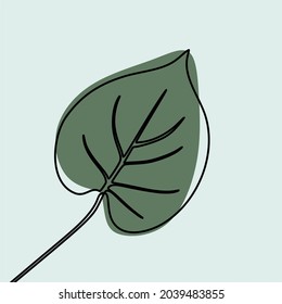 leaf oneline continuous line art premium vector