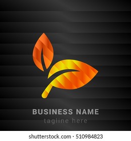 Leaf Orange, Yellow and Black silk fashion premium icon / Logo