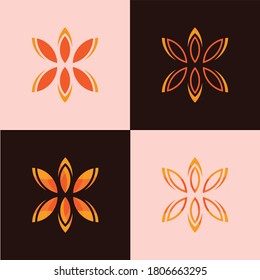 Juego de diseño de vectores de yoga de hoja naranja