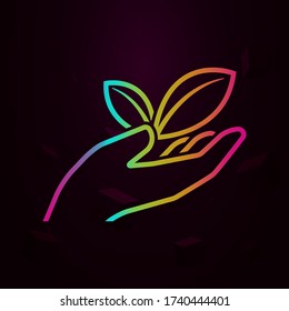 leaf, organic, hand nolan icon Simple thin line, outline vector of Pollution icons for ui and ux, website or mobile application