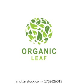 leaf organic nature fresh logo design vector