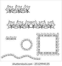 Ornamento de la hoja marco círculo floral