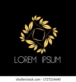 icono del logotipo de la hoja ornamento para la compañía de spa, moda y belleza