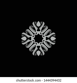 leaf with a ornament logo template