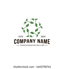 estilo de plantilla vintage vintage del logotipo de ornamento de hoja