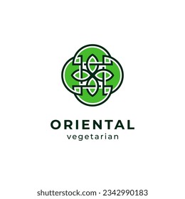 leaf and ornament for oriental restaurant logo design