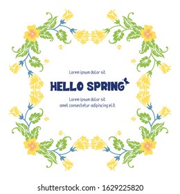 Leaf Ornament and yellow floral frame, for hello spring poster decoration pattern. Vector