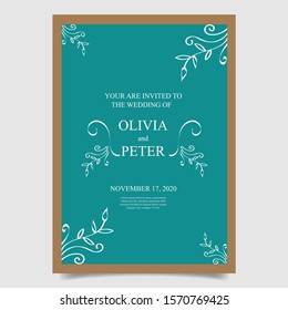 Leaf ornamental wedding invitation template. - Vector.