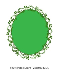 leaf outer frame green color circle. vector illustration. on a white background. Wedding invitation frame set